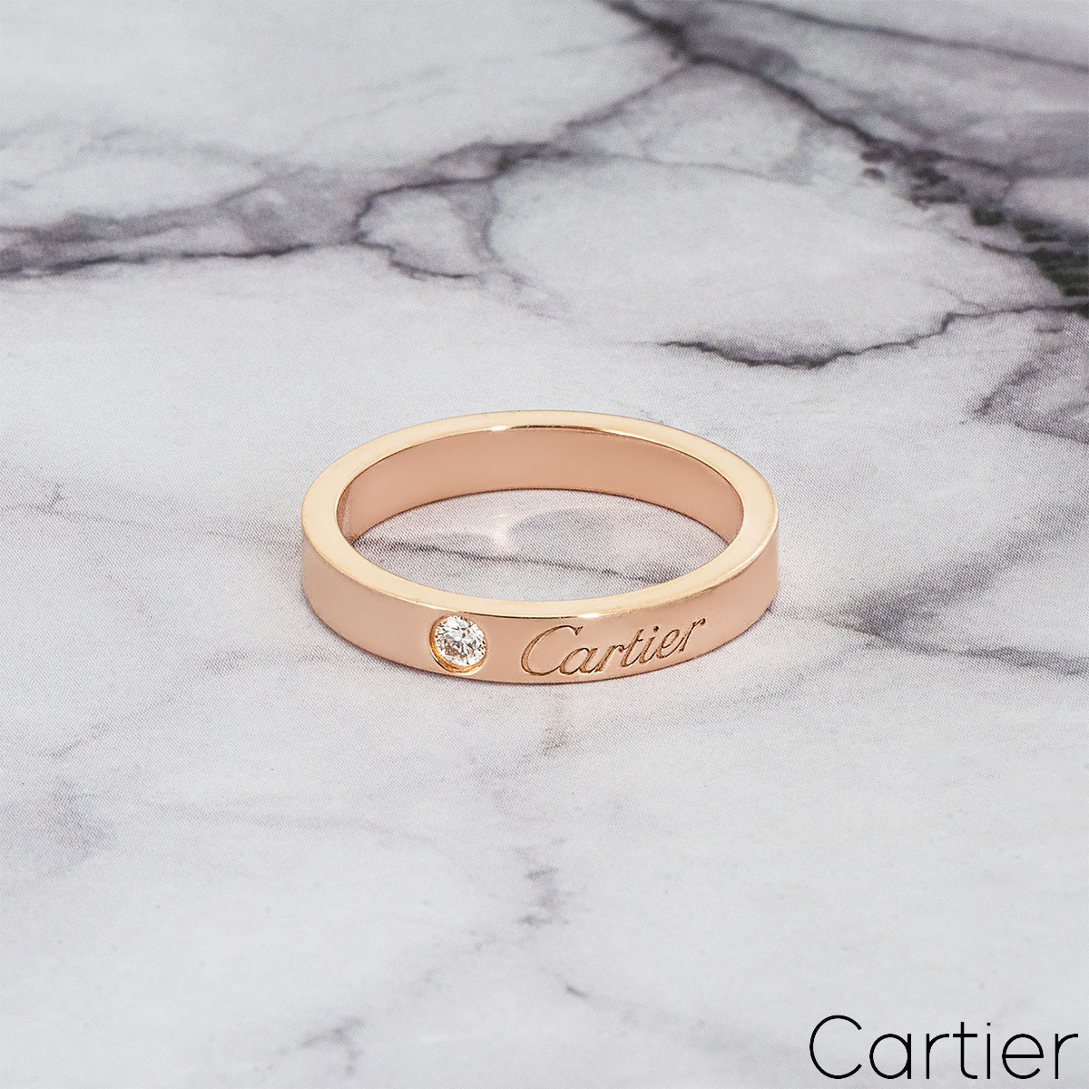 Cartier Rose Gold C de Cartier Diamond Wedding Ring Size 50 B4086400
